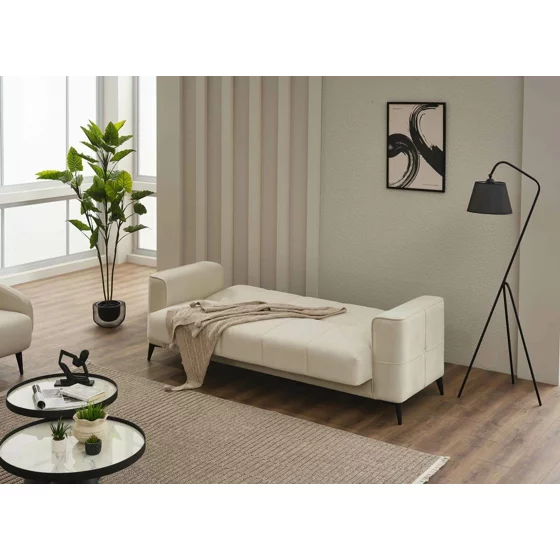 Canapea Extensibila Nova, 230x85x90 h cm, Stofa Beige Deschis picture - 3