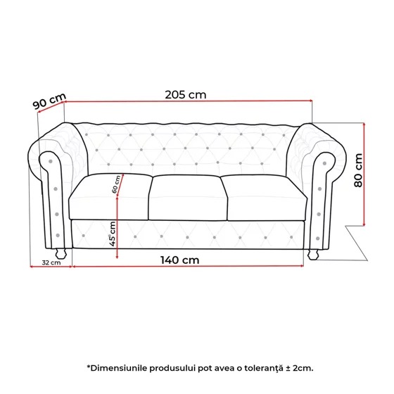 Canapea Extensibila Oxford 205x90x80 h cm, Stil Chesterfield, Catifea Verde picture - 5