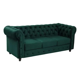 Canapea Extensibila Oxford 205x90x80 h cm, Stil Chesterfield, Catifea Verde