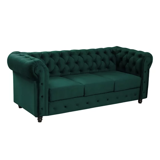 Canapea Extensibila Oxford 205x90x80 h cm, Stil Chesterfield, Catifea Verde picture - 2