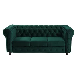 Canapea Extensibila Oxford 205x90x80 h cm, Stil Chesterfield, Catifea Verde