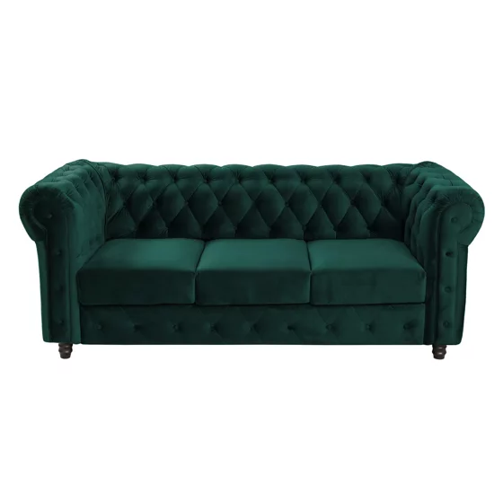 Canapea Extensibila Oxford 205x90x80 h cm, Stil Chesterfield, Catifea Verde picture - 1