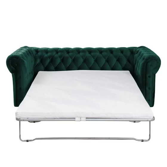 Canapea Extensibila Oxford 205x90x80 h cm, Stil Chesterfield, Catifea Verde picture - 3