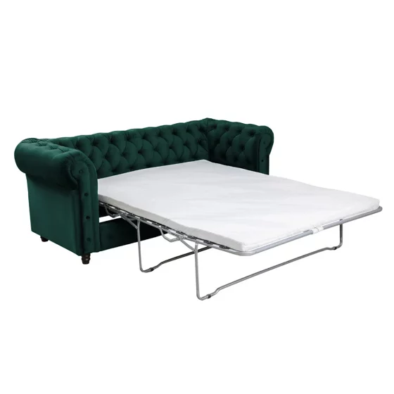 Canapea Extensibila Oxford 205x90x80 h cm, Stil Chesterfield, Catifea Verde picture - 7