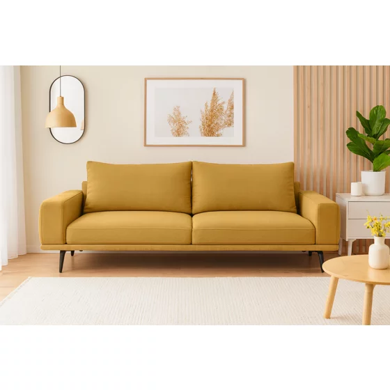 Canapea Extensibila Selene, 242x115x89 h cm, Stofa, Galben Mustar picture - 3