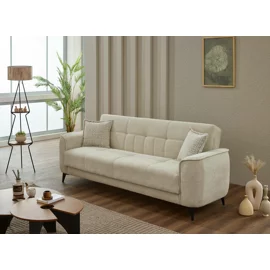 Canapea Extensibila Touch, 230x82x80 cm, Stofa, Crem