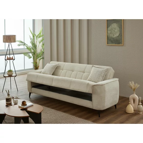 Canapea Extensibila Touch, 230x82x80 cm, Stofa, Crem picture - 4