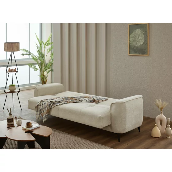 Canapea Extensibila Touch, 230x82x80 cm, Stofa, Crem picture - 3