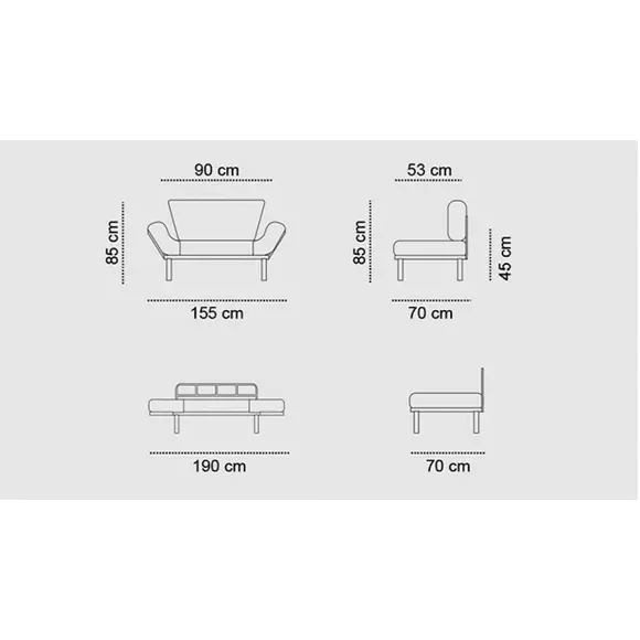 Canapea Fixa Cu Brate Rabatabile Nitta, 155x85x73 cm - Cream picture - 15