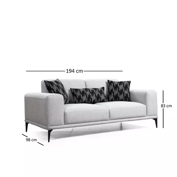 Canapea Fixa Nikea 2 Locuri, 194x98x83 h cm, Gri picture - 6