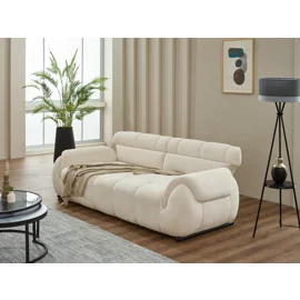 Canapea Genova, 244x95x81 h cm, Stofa tip Bucle, Crem
