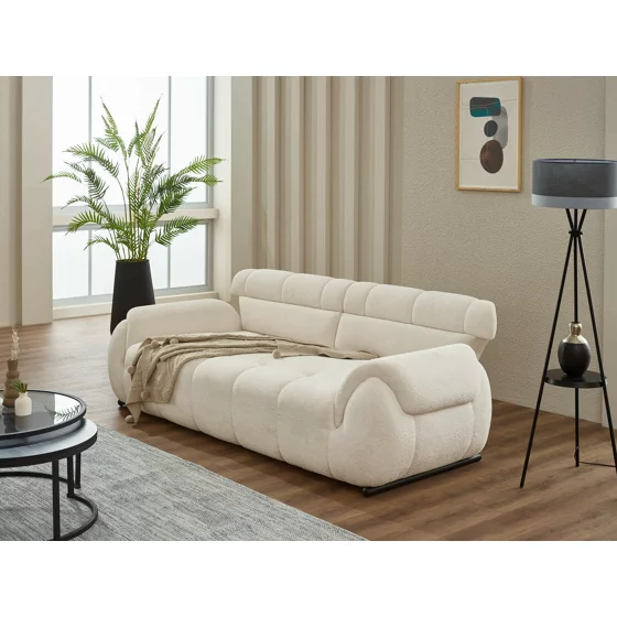 Canapea Genova, 244x95x81 h cm, Stofa tip Bucle, Crem picture - 2