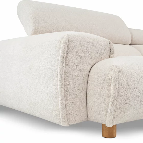Canapea Nara, 2 Locuri, Tetiere Reglabile, 230x113x71-86 h cm, Stofa, Ecru picture - 2