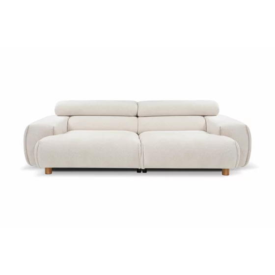Canapea Nara, 2 Locuri, Tetiere Reglabile, 230x113x71-86 h cm, Stofa, Ecru picture - 1