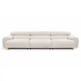 Canapea Nara, 3 Locuri, Tetiere Reglabile, 329x113x71-86 h cm, Stofa, Ecru