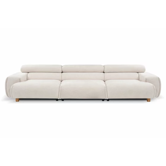 Canapea Nara, 3 Locuri, Tetiere Reglabile, 329x113x71-86 h cm, Stofa, Ecru picture - 1