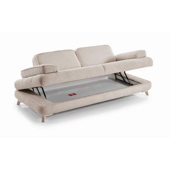 Canapea Nita cu Spatiu de Depozitare, 245x102x86 h cm, Stofa Beige Deschis picture - 2