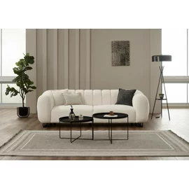 Canapea Puffy, 240x94x85 h cm, Stofa, Crem