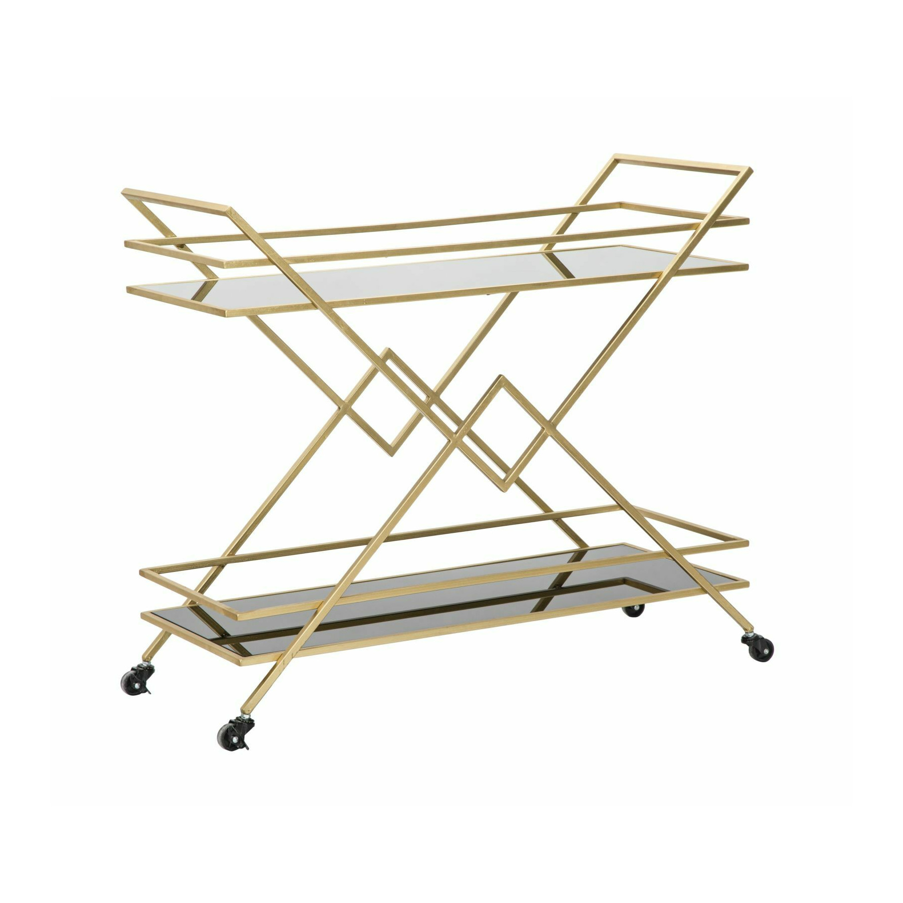 Carucior de servire, roma1819, auriu si negru, metal, sticla, 80x90x40 cm
