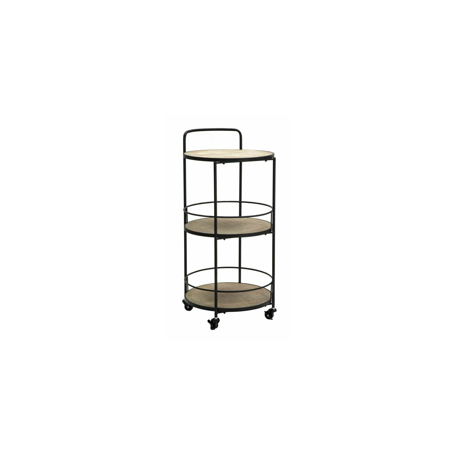 Carucior de servire, roma1953, negru si maro, metal si mdf, 82x40x41.5 cm
