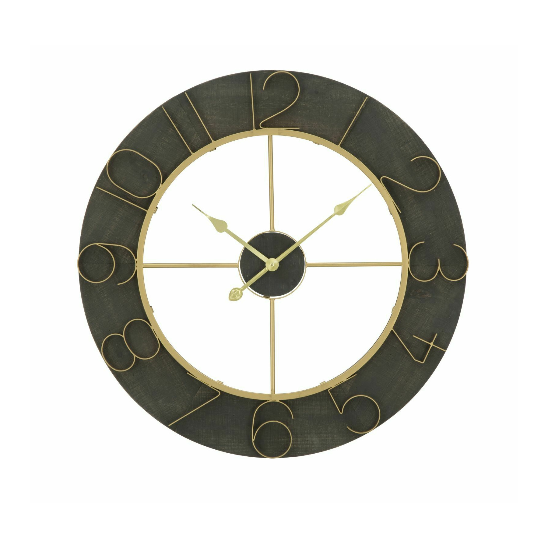 Ceas de perete, roma1593, negru,auriu, metal si mdf, 70x70x5 cm