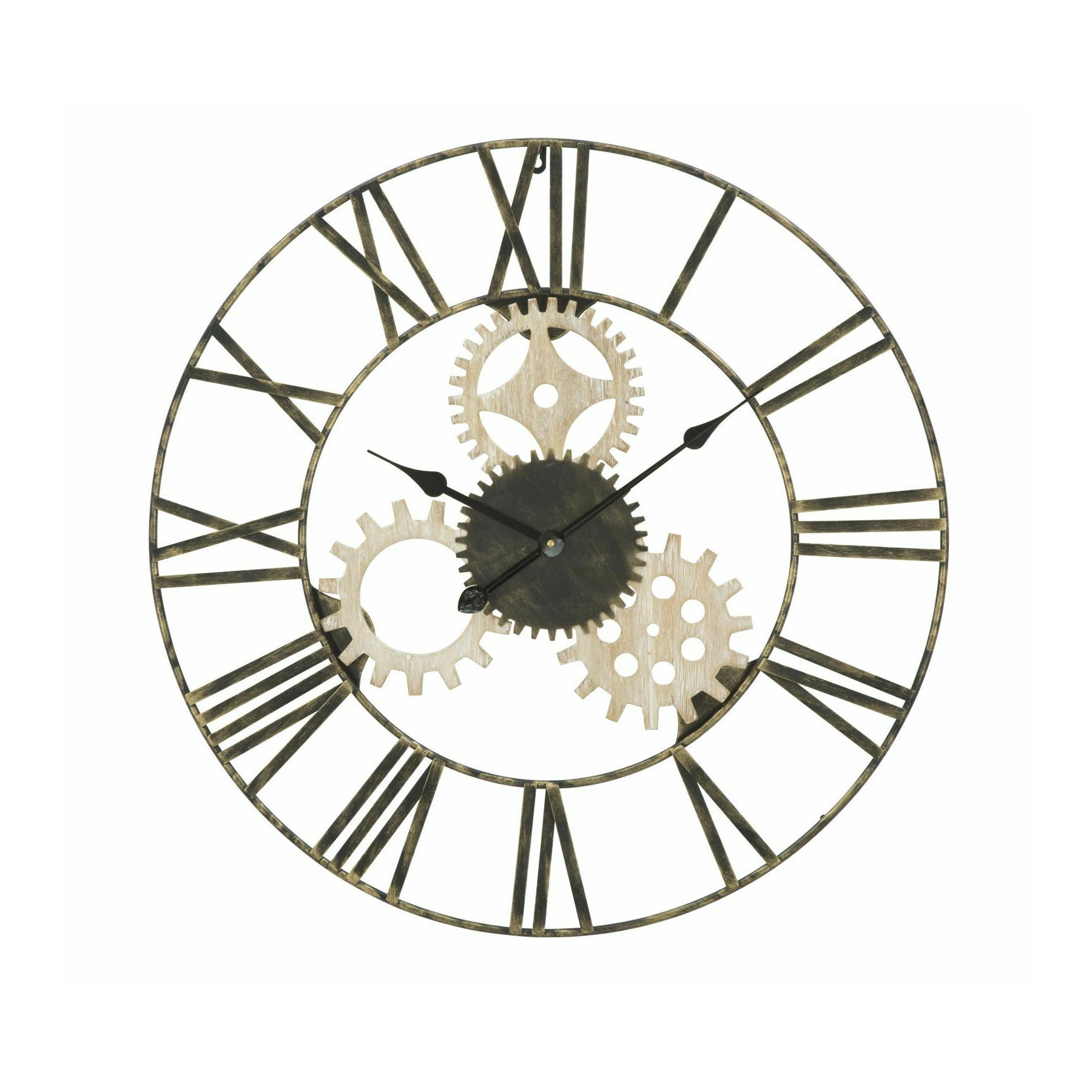 Ceas de perete, roma1595, negru,natur, metal si mdf, 70x70x4.5 cm