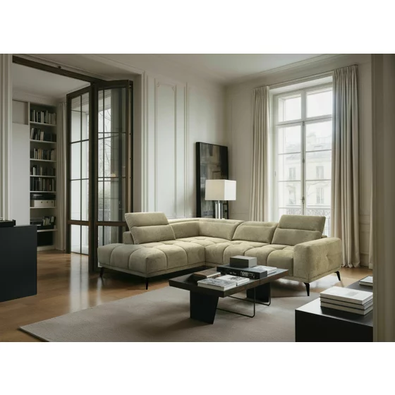 Coltar Elche Cu Sezut Reglabil, 281x214x81-96 cm, Stofa, Verde Salvie picture - 1