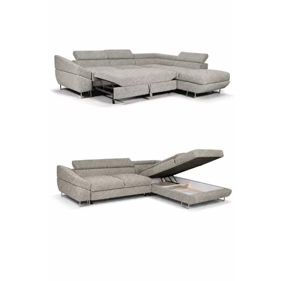 Coltar Extensibil Aragon,  282×235×74–84 h cm, Stofa Beige Inchis picture - 5