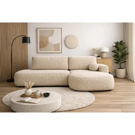 Coltar Extensibil Arona, 286x175x88 cm, Stofa tip Boucle, Beige