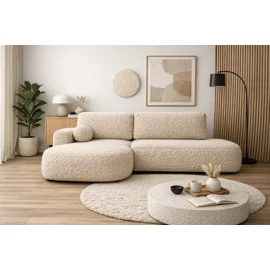 Coltar Extensibil Arona, 286x175x88 cm, Stofa tip Boucle, Beige