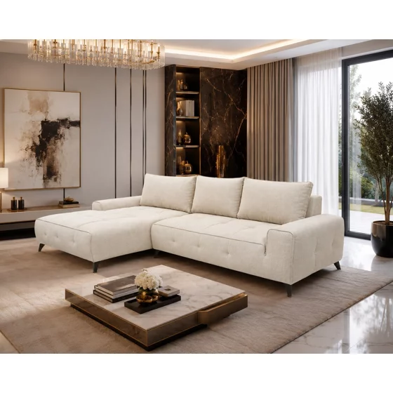 Coltar Extensibil Athena, 290x175x85 cm, Stofa Aragon 03 Beige picture - 1