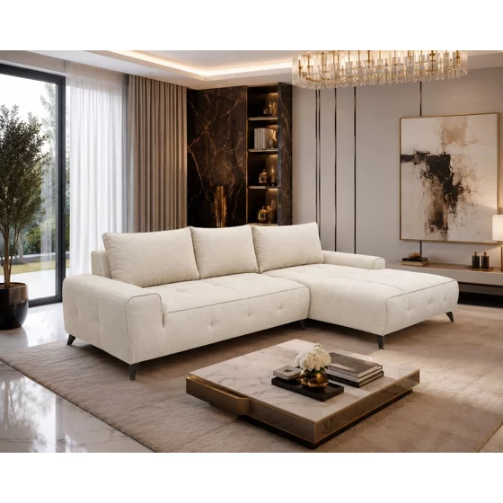 Coltar Extensibil Athena, 290x175x85 cm, Stofa Aragon 03 Beige picture - 2