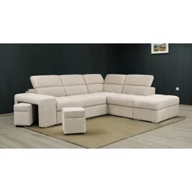 Coltar Extensibil cu Tabureti Amalfi, 272x230x77-92 h cm, Stofa Beige