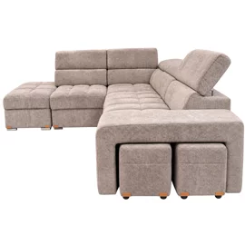Coltar Extensibil cu Tabureti Amalfi, 272x230x77-92 h cm, Stofa Gri