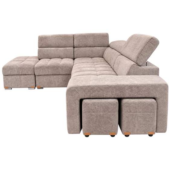Coltar Extensibil cu Tabureti Amalfi, 272x230x77-92 h cm, Stofa Gri picture - 2