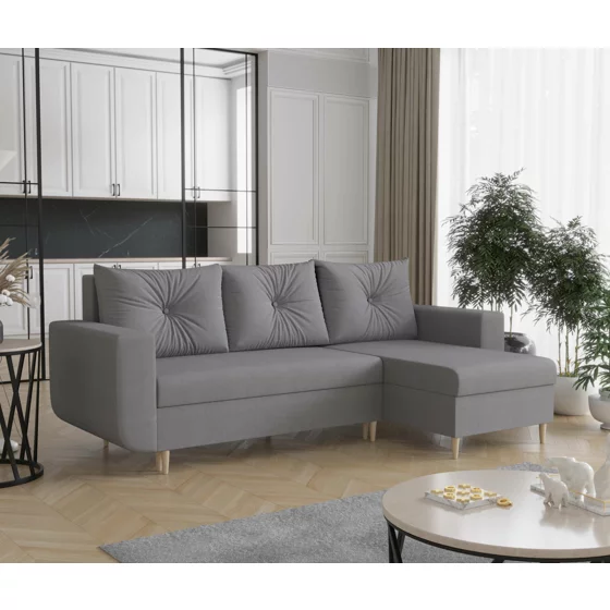 Coltar Extensibil Datong, Universal, Compartiment Depozitare, 240x145x85 h cm, Stofa, Gri picture - 1