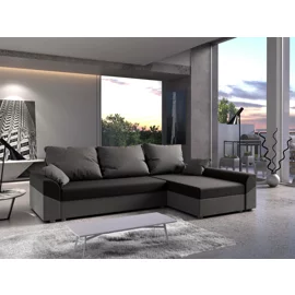 Coltar Extensibil Delmas, Universal, Compartiment Depozitare, 248x139x80 h cm, Stofa, Negru/Gri