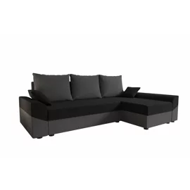 Coltar Extensibil Delmas, Universal, Compartiment Depozitare, 248x139x80 h cm, Stofa, Negru/Gri