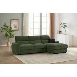 Coltar Extensibil Delpo, 284x162x94 cm, Stofa, Verde