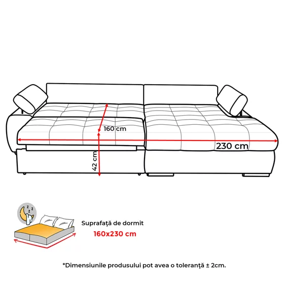 Coltar Extensibil Eternity, Spatiu de Depozitare, 295x177x90 h cm, Stofa, Gri picture - 9
