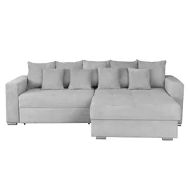 Coltar Extensibil Farum, Universal, Spatiu de Depozitare, 266x165x90 h cm Stofa, Gri Deschis