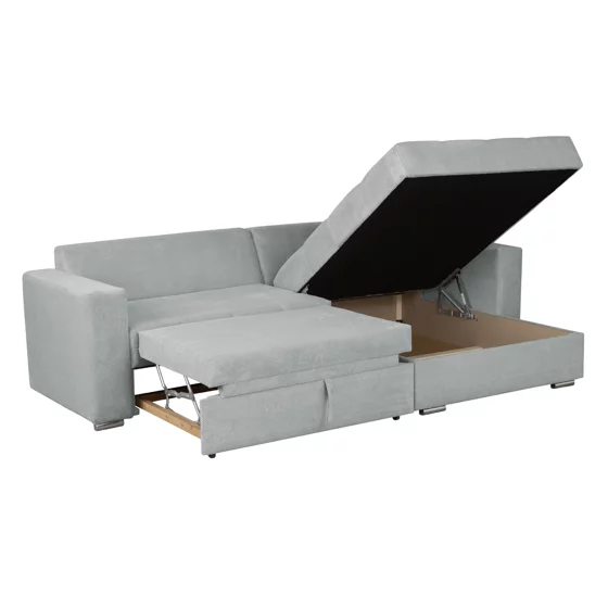 Coltar Extensibil Farum, Universal, Spatiu de Depozitare, 266x165x90 h cm Stofa, Gri Deschis picture - 3