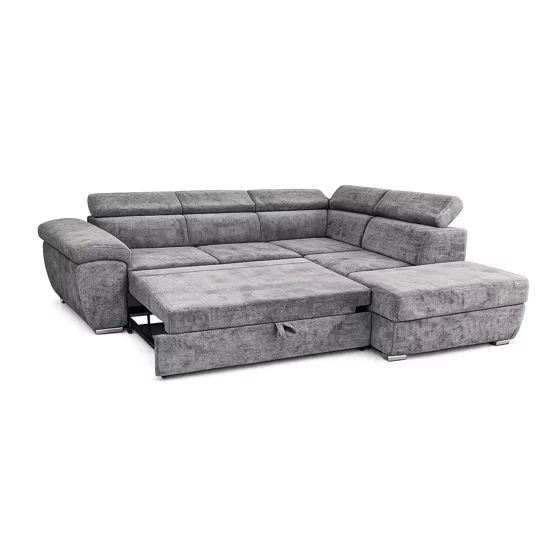 Coltar Extensibil Fiona + Taburet, 264x220x76-91 h cm, Stofa Gri picture - 3