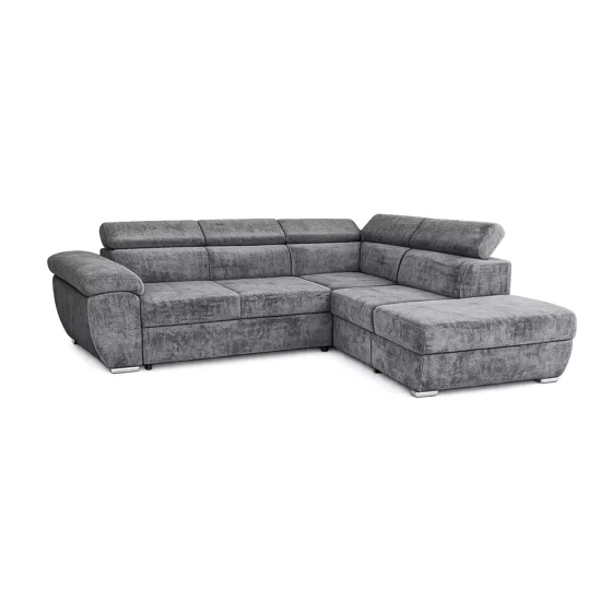 Coltar Extensibil Fiona + Taburet, 264x220x76-91 h cm, Stofa Gri picture - 1