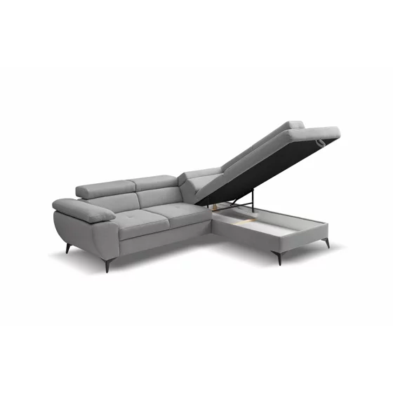Coltar Extensibil Floris, 256x200x75-90 h cm, Stofa, Gri picture - 4