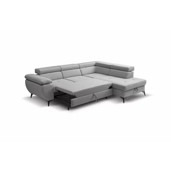 Coltar Extensibil Floris, 256x200x75-90 h cm, Stofa, Gri picture - 3
