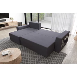 Coltar Extensibil Jannik, Universal, Compartiment Depozitare, 240x140x90 h cm, Stofa, Gri Inchis