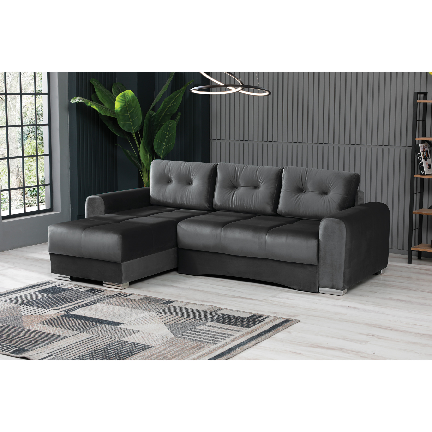 Coltar extensibil jena, 245x170x86 cm, stofa gri inchis-babyface 33