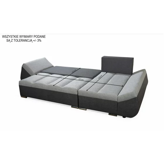 Coltar Extensibil Konya, Universal, Compartiment Depozitare, 271x140x90 h cm, Stofa, Gri Deschis/Gri Inchis picture - 2