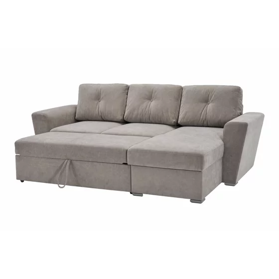 Coltar Extensibil Leyja, Universal, 244x157x86 h cm, Stofa Beige Nisip picture - 3